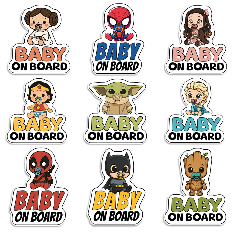 Baby on Board Signs for Car, Superhero on Boardl, Waterproof and UV-Resistant Baby on Board Sticker, Durable Sign for Safety Awareness, Easy to Apply for Window or Bumper