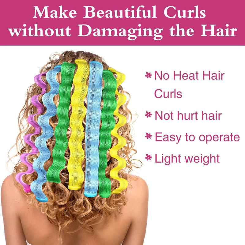 FEPITO 36 Pack Magic Hair Curlers Spiral Curls Wave Styling Hair Rollers Kit No Heat Hair Curler and Styling Hooks for All Hair Lengths, 55cm/ 22inch