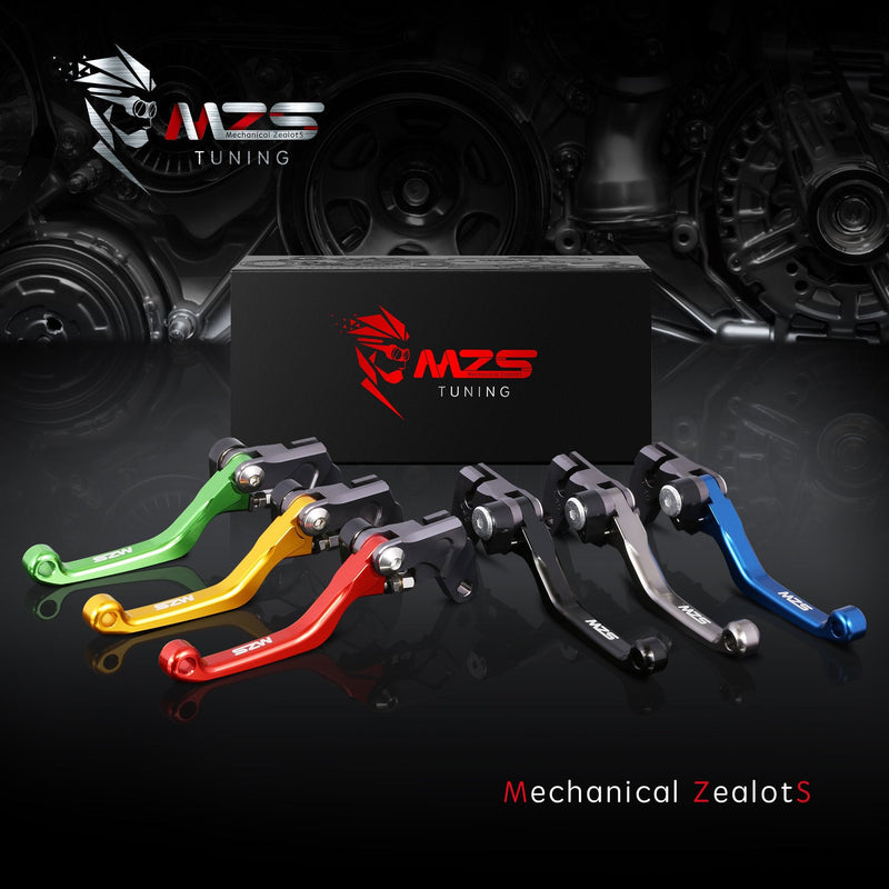 MZS Green Dirt Bike Brake Clutch Levers Pivot Adjustable CNC Compatible with KLX140 2008-2021 | KLX140L 2008-2020 | KLX140G 2017-2020 | KLX140R KLX140RF 2021-2024 KLX140/KLX140L/KLX140G/KLX140R