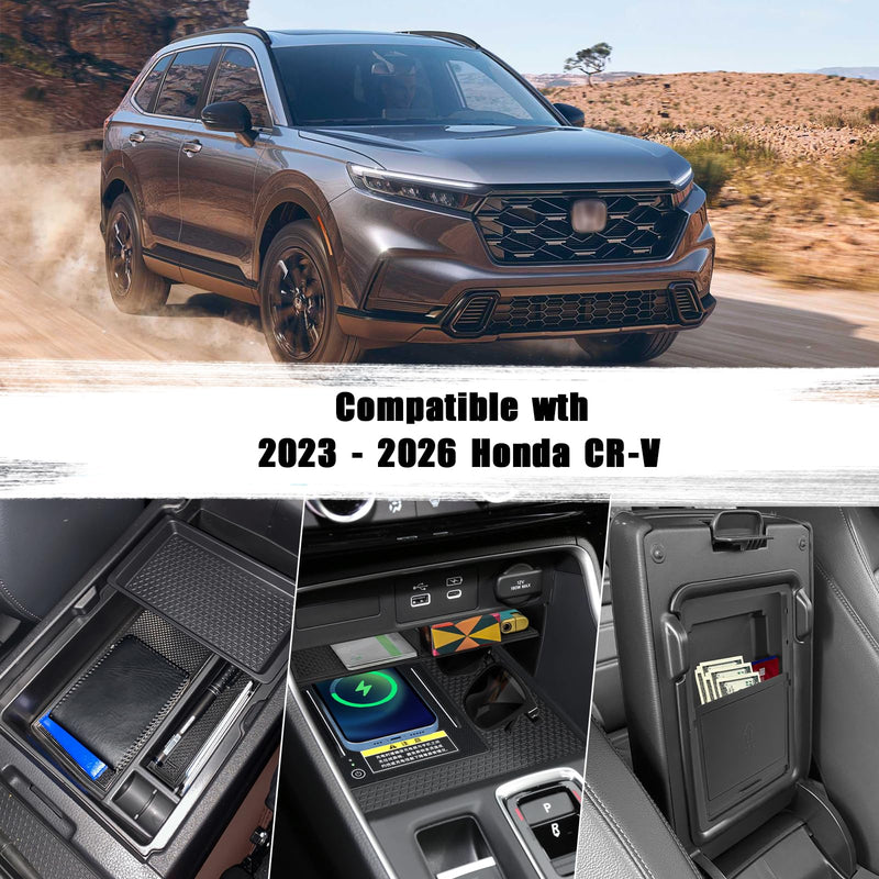 3PCS Center Console Organizer Compatible with 2026 2025 2024 2023 Honda CRV Armrest Storage Box Armrest Hidden Storage Box Secret Compartment Insert Tray Interior Accessories 3 Pcs Center Console Organizer