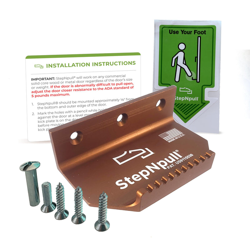 Hands Free Door Opener - No Touch Door Foot Pull & Commercial Touchless Door Opener Tools for Bathroom (Copper-1 Piece)