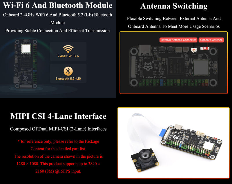 Pico Zero Linux Micro Development Board, Based On RV1106G3 Chip, 1 Tops Computing Power, 8GB eMMC, with Wireless Module, Lead Out Camera and Other Interfaces,Support Intelligent Coding