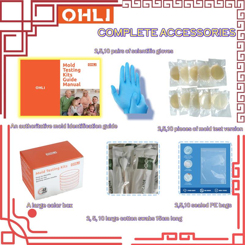 Mold Test Kit for Home Within 5 Individual Tests,Test HVAC,Home Surfaces,Indoor Air Quality Testing Kits,Skin Test,DIY Black Mold Detector Testing kit,Mold Identification Guide-Free Lab Analysis