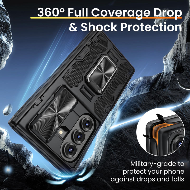 VEGO for Z Fold 8 Ultra Case with Screen Protector Anti-Peeping, Black | Built-in Hinge Protection &Slide Camera Cover Military-Grade Shockproof Rugged Kickstand Case for Galaxy Z Fold 8 Ultra-Black B-Black