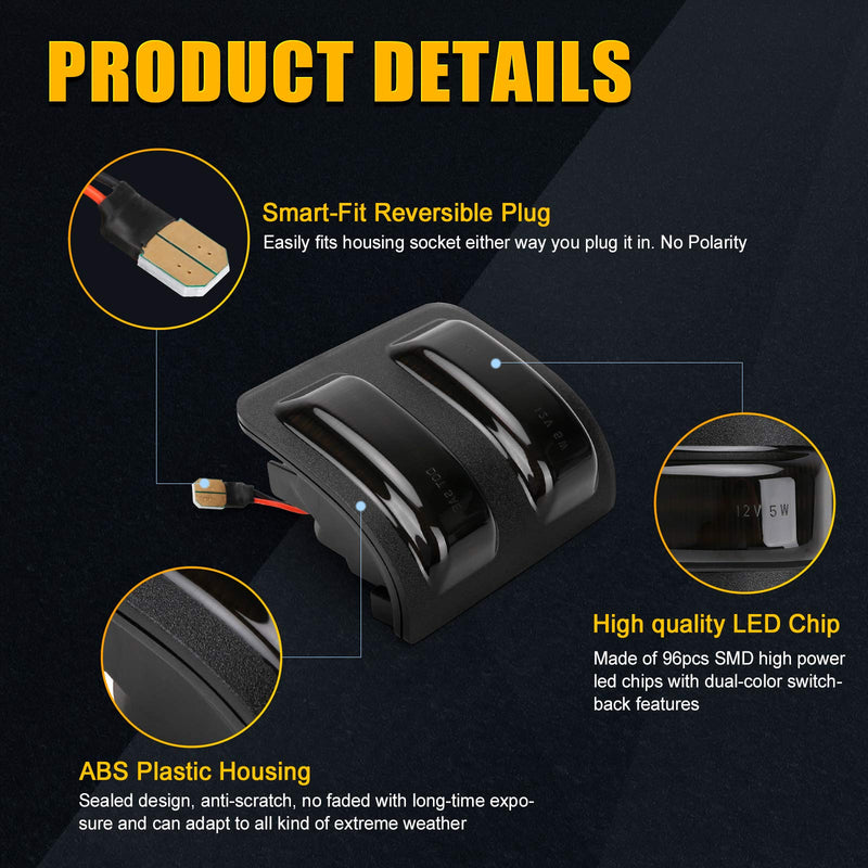 SUPAREE LED Sequential Switchback Side Mirror Marker Running & Turn Signal Light fit For 2008-2016 F250 F350 F450 F550 Super Duty Running light and Turn signal Aftermarket Replacement