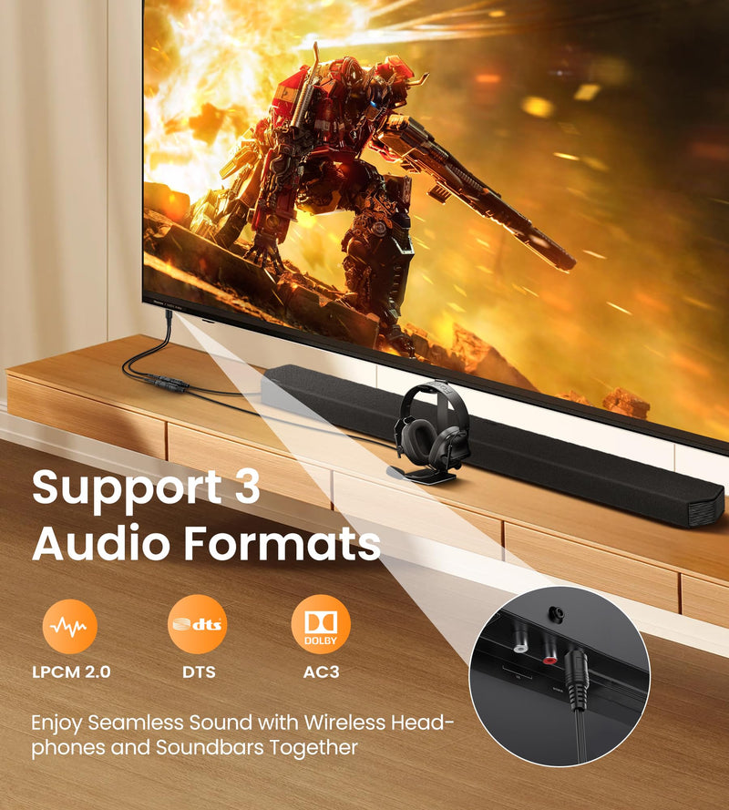 avedio links Optical Audio Cable Splitter 1 in 2 Out, Toslink Digital Fiber Audio Splitter 1 Male Input 2 Female Output Support LPCM2.0 Doldy DTS Digital & DTS 5.1CH for Xbox,PS4,TV Box,Sound Bar,etc 1 Male 2 Female 3ft