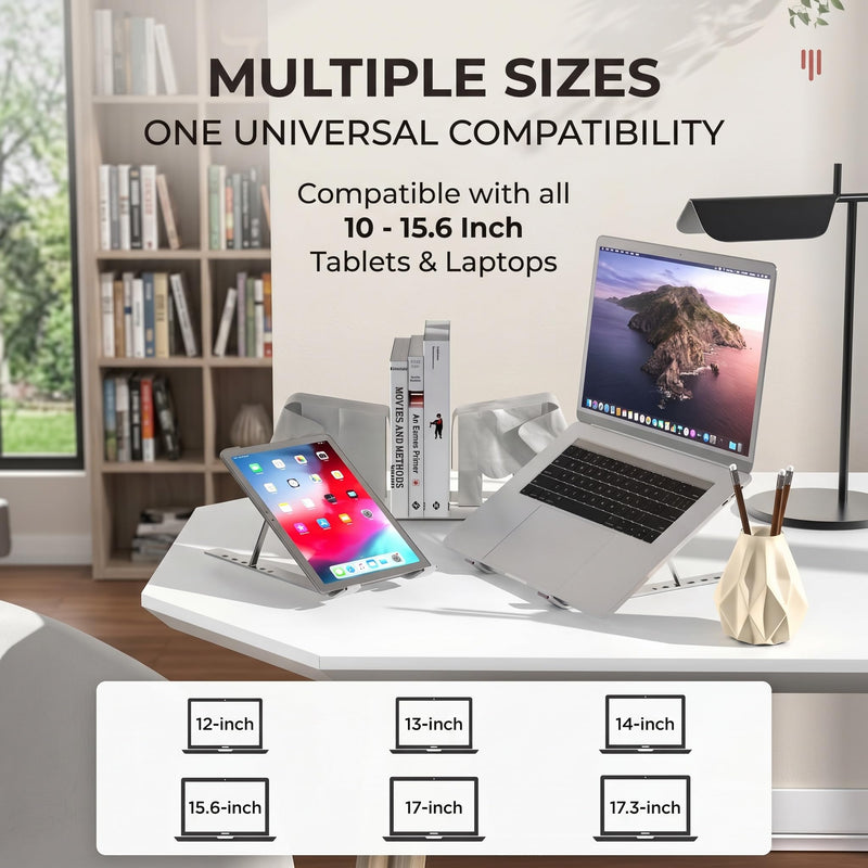 Ergonomic Laptop Stand, Plastic Laptop Riser, Portable and Adjustable Notebook Computer Holder Compatible,White White