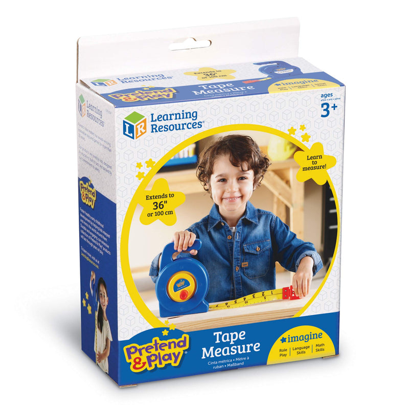 Learning Resources Pretend Play 3" Long Tape Measure - Kids Construction Toys, Preschool Activities, Pretend Play For Toddlers , Height Measurement Counting Tool, Fine Motor Skills, Homeschool Tape Measure, 3 Feet