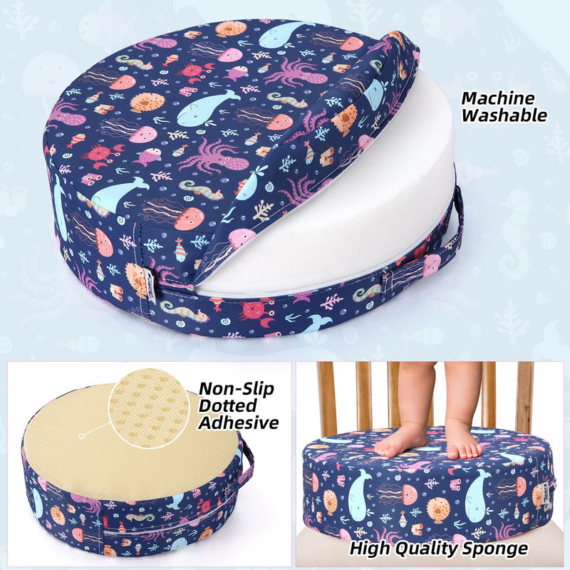 Zicac Portable Seat Cushion Washable with Non-Slip Bottom, Detachable Strong Support Cushion for Toddler Kids Baby Infant (Purple Octopus) Purple Octopus