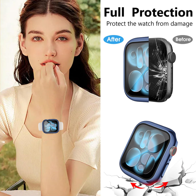 12 Pack Case for Apple Watch Series SE 3/SE 2/SE/6/5/4 40mm with Tempered Glass Screen Protector, Plated Hard PC Glossy Protective Cover, All-around Bumper Compatible with iWatch 40mm