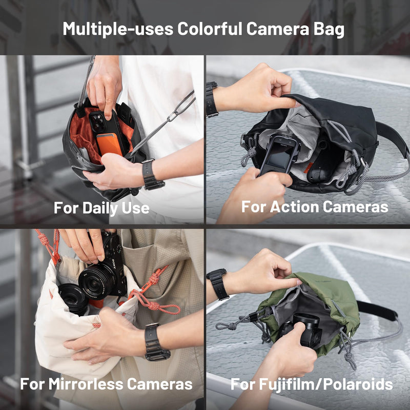 PGYTECH OneGo Drawstring Small Camera Bag Soft Cute Camera Pouch Handbag | Forest Camera Sling Bag Compatible with Mirrorless Cameras/Nikon/Canon/Sony/Fuji/Pocket 4 Camera Case, Forest