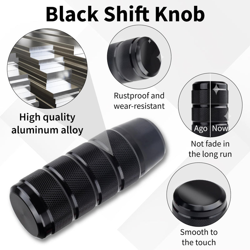 Car Shifter Knob, Aluminum Gear Shift Style Knobs, 3.74" Black Shift Knob with 3 Threaded Adapters M8 M10 M12 x 1.25 Fit Universal Manual Transmission, Automotive, Trucks