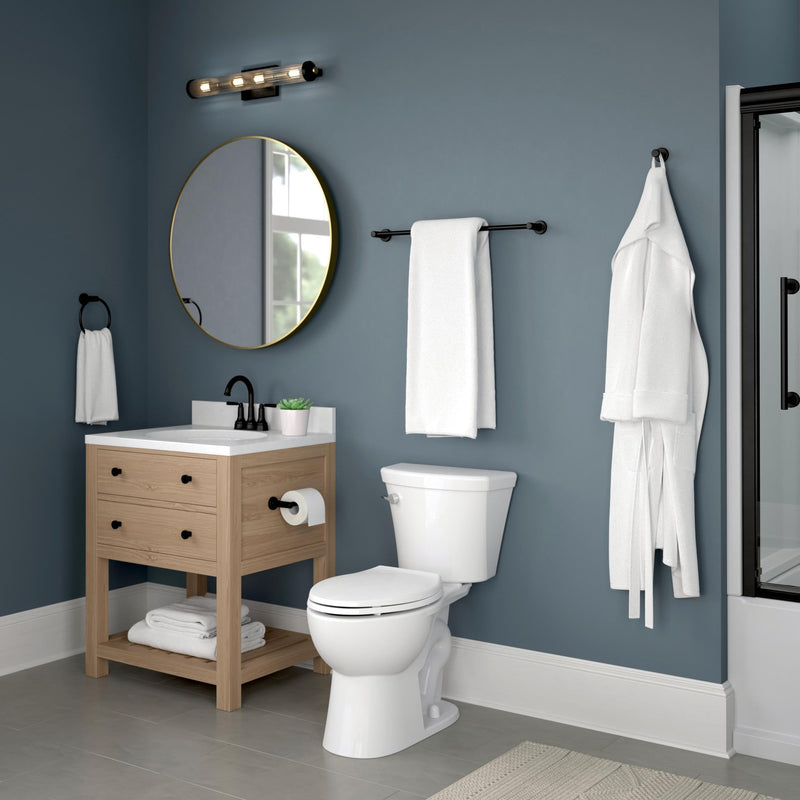 Franklin Brass Wake 5-Piece Bathroom Set Matte Black 18" and 24" Towel Bar Racks, Toilet Paper Holder, Ring, Hook | 5-pc Accessories | Fixtures WAK65-MB
