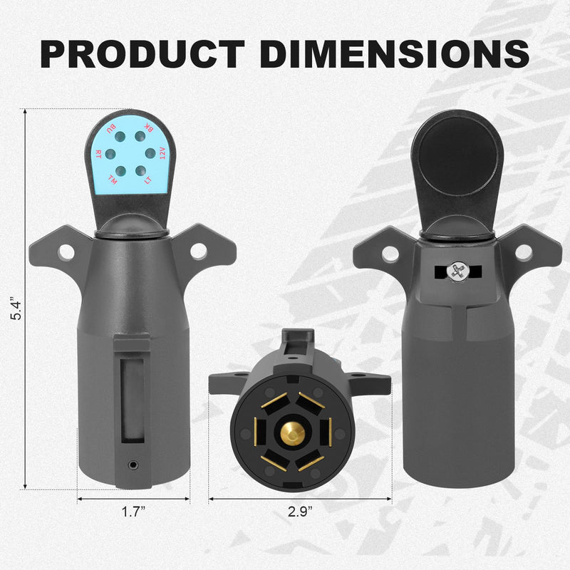 7 Pin Trailer Plug Tester, 7 Way Wiring Tester for RV, Round Trailer Light Tester for Truck, Pickup, Towing, Tow Wire Brake Blade 12V Connector