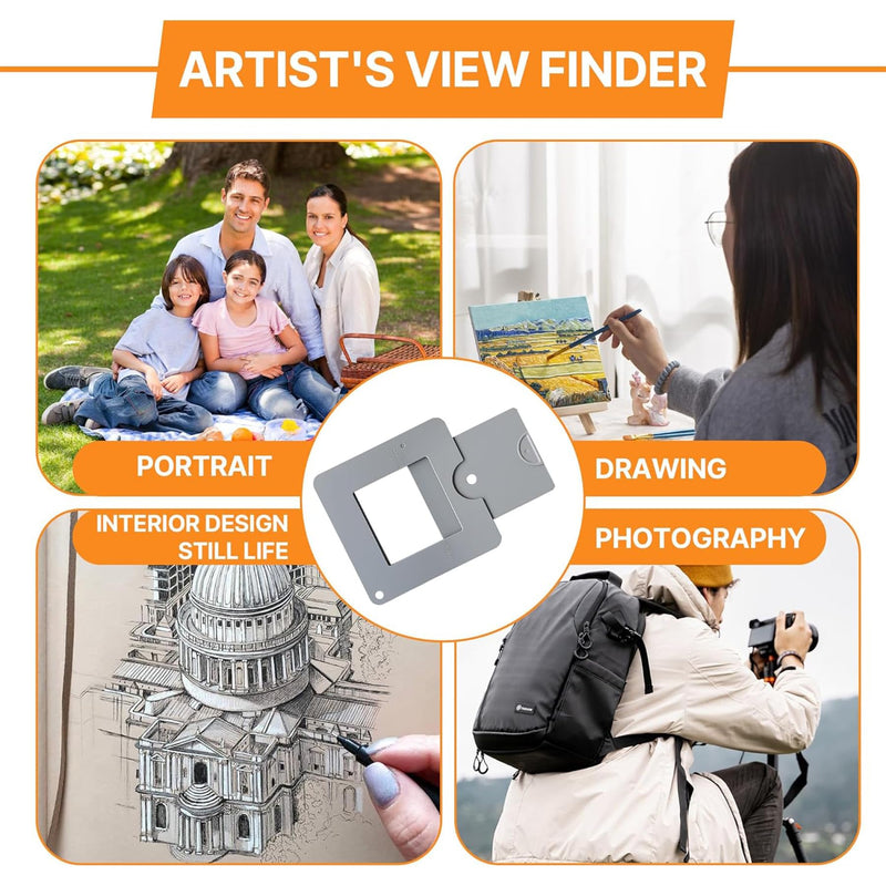 Artist View Finder with Sliding Mechanism, Value Finder with Color Isolation, View Catcher Tool for Painting, Drawing, Photography, and Any Other Place Where, Composition is Required