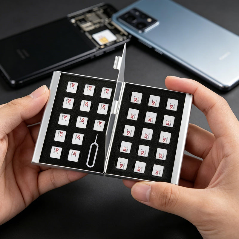 Nano SIM Card Holder Case, 26/28/30 Slots SIM Card Organizer Storage Box, Nano SIM Holder Travel Case with Eject Pin Slot, Slim Portable Pocket SIM Card Storage Organizer (28 Nano Sim Slots) 28 Nano Sim Slots