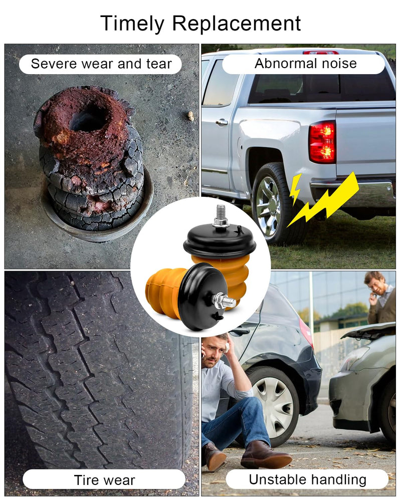 Rear Frame Bump Stops Fit for Chevrolet Silverado GMC Sierra 1500 1999-2006, Durable Leaf Spring Axle Jounce Bumpers Replace 15712438 523-049