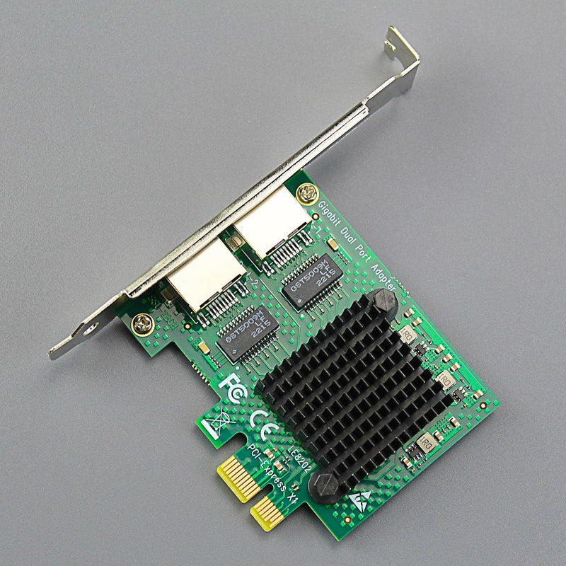 GLOTRENDS LE8202 2-Port PCIe Network Card for Desktop PC, 1000/100/10Mbps Gigabit Ethernet RJ45 LAN Port, PCIE X1 Interface, Regular & Low Profile Bracket 2-port, 1Gbps