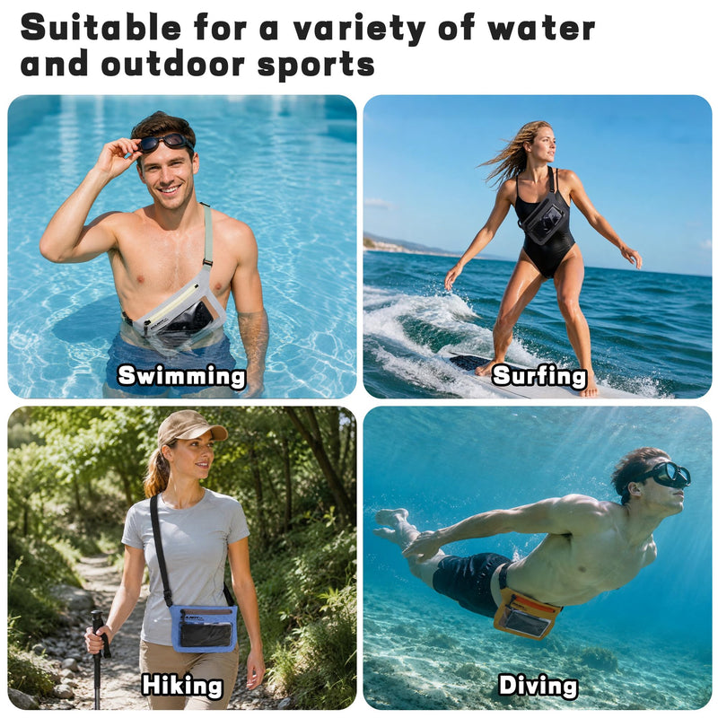 EULANT IPX8 Waterproof Phone Pouch,Reusable Fanny Pack Dry Bag | Fanny Pack Dry Bag with Screen Touch Sensitive for Beach Swimming,Boating,Kayaking,Rafting Dark Gray 1 PC