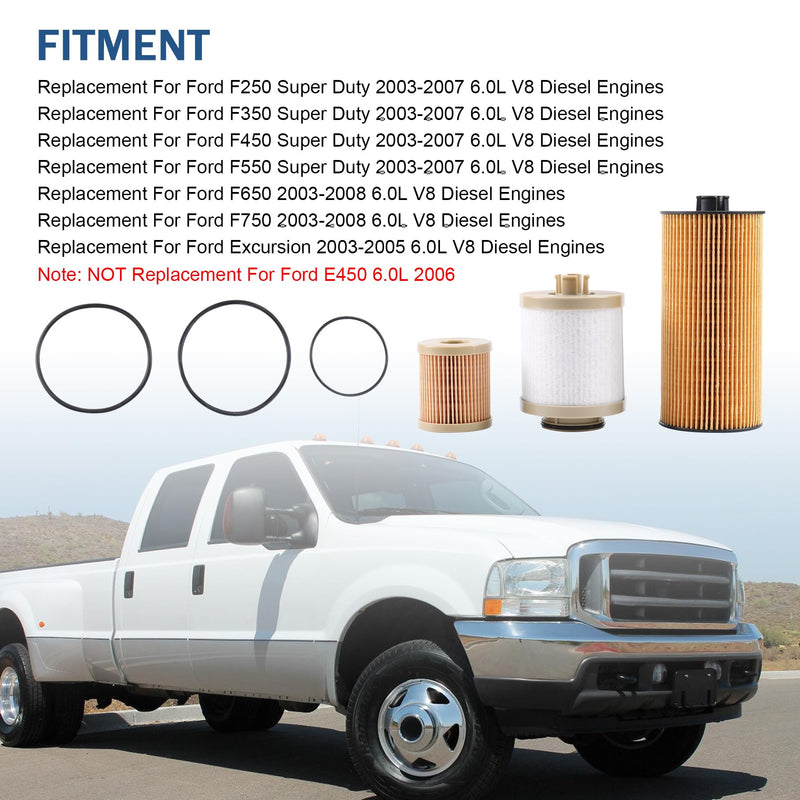 JDMSPEED New Fuel & Oil Filter Replacement 3 of Each FD4616 FL2016 Replacement For Ford 6.0L Turbo Diesel