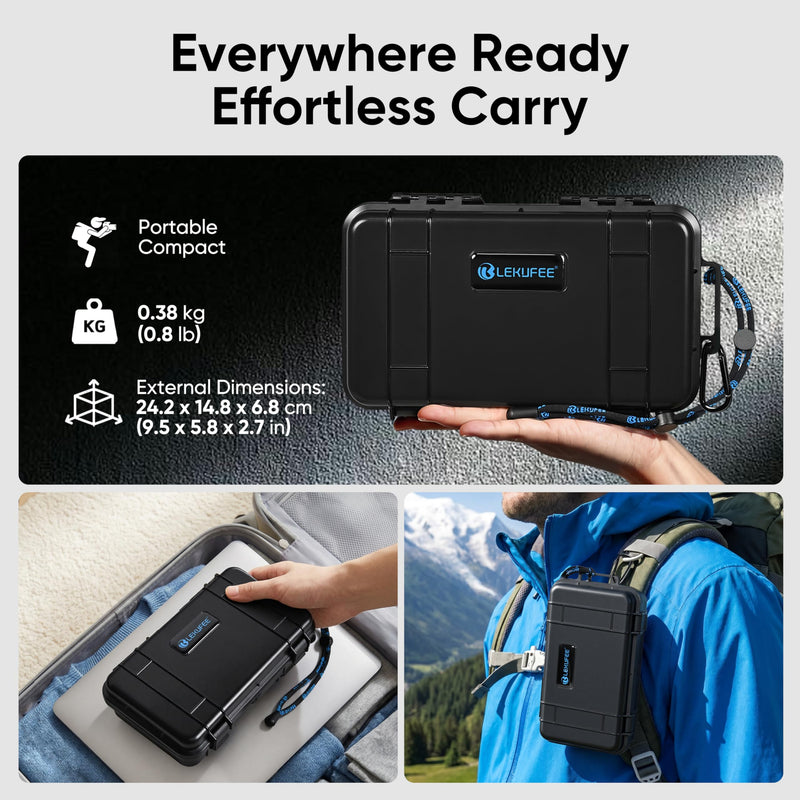 Lekufee Portable Waterproof Hard Case for Xtra Muse Digital Video Camera and Accessories, Shockproof Protective Carrying Storage Case, Black (Case Only)
