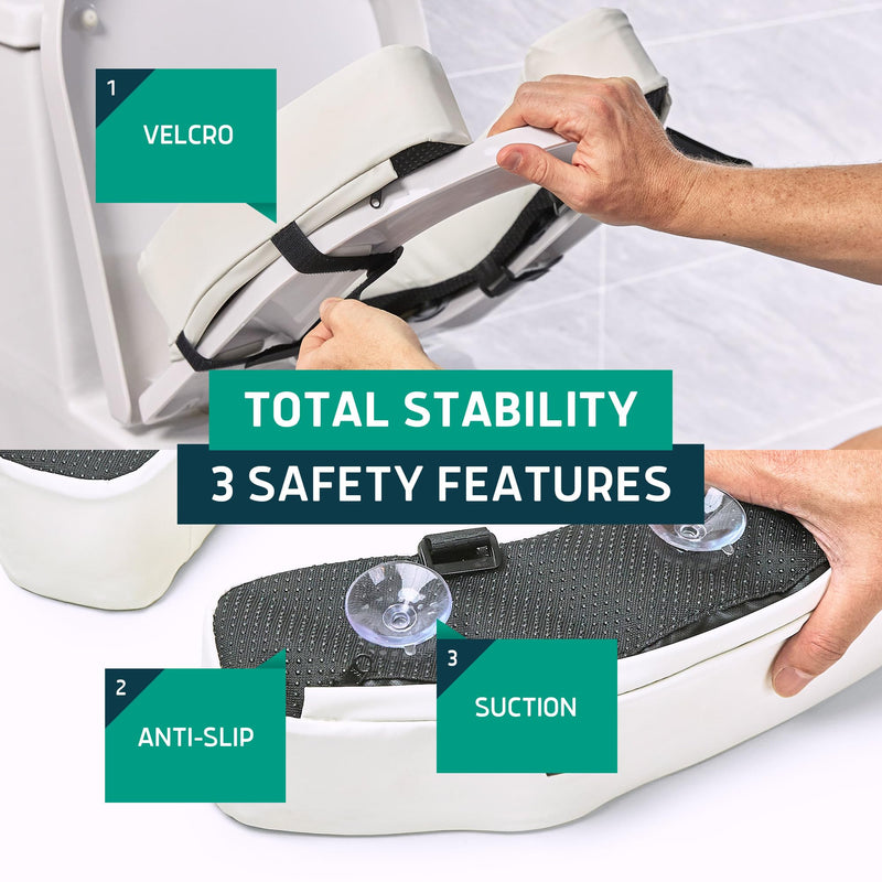 Lunderg Padded Toilet Seat Riser for Seniors - Adds 3 inches. Universal Fit - FIRM Raised Toilet Seat Cushion with High-Density Foam for Enhanced Comfort & Elevation. Post-Surgery Must have (White) White