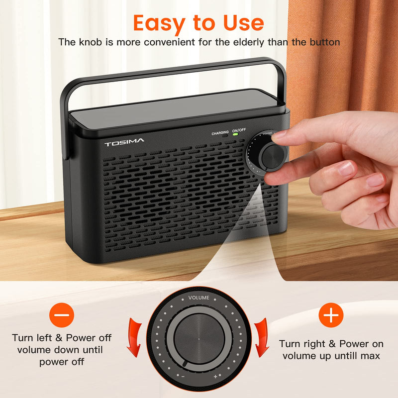  [AUSTRALIA] - Tosima TV-8000 Wireless TV Speakers- Voice Highlighting TV Speakers for Hard of Hearing, Seniors and Elderly, 1000mAh Rechargable Battery, 8-HR Playtime, 2.4G RF Transimitter, 100Ft Range Black