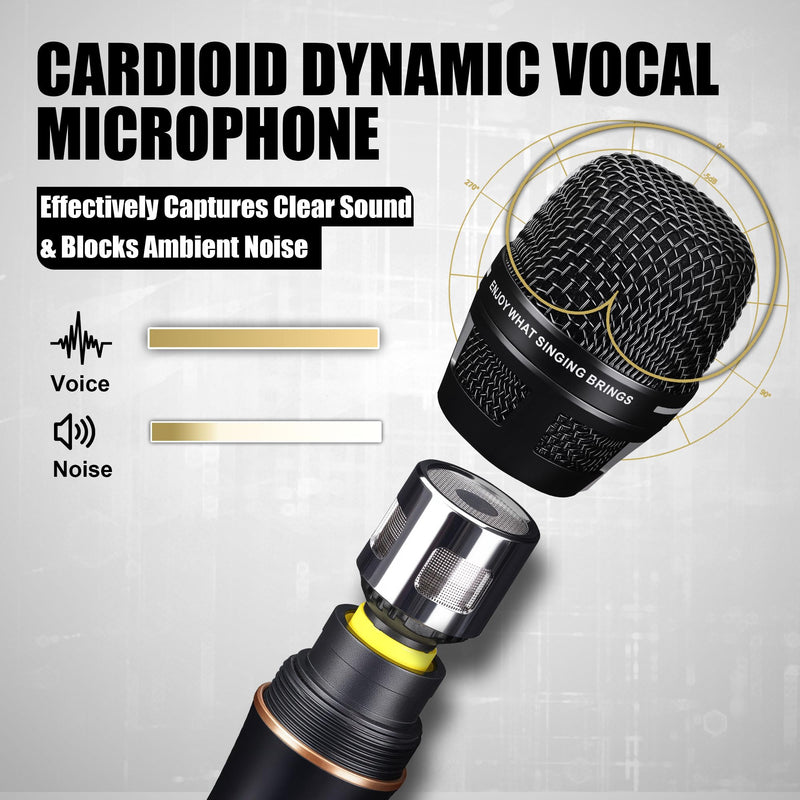 Dynamic Microphone - Professional Vocal Microphone for Singing - Handheld Wired Microphone with 16ft XLR to 1/4" Audio Cable - Mic for Speaking, Karaoke & Living Stage Black