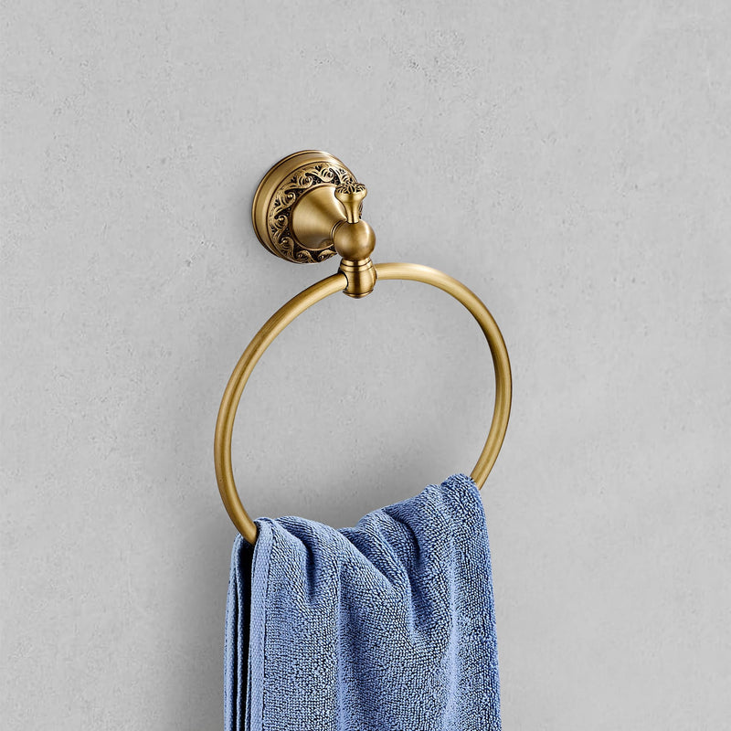 Antique Brass Toilet Paper Holder Hand Towel Ring, Brass Bathroom Accessories Set Towel Holder Toilet Paper Roll Holder, Antique Farmhouse Bathroom Hardware 2 Pieces Set Wall Mount Bronze Antique Brass