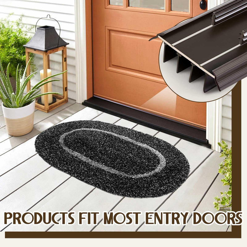 Pushglossy 2 Pcs Door Bottom 36" Long 1 3/4" Wide Replacement Threshold Seal with Vinyl Fins Weatherstrip Draft Stopper for Interior Exterior Doors(Brown,Kerf Style) Brown Kerf Style Door Bottom