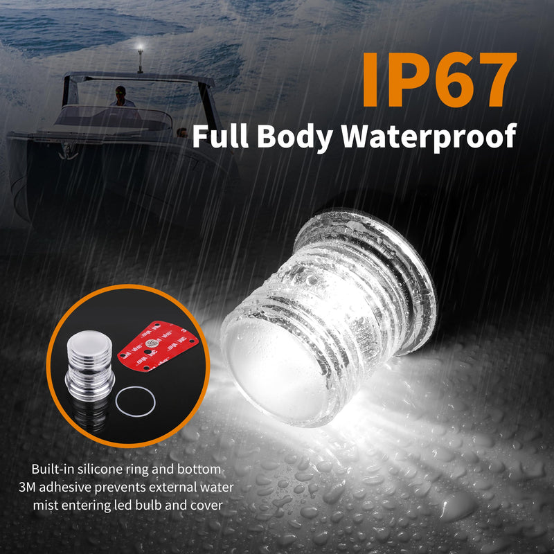 RVZONE Stern Lights for Boats, 12 inch 180° Fold Down Anchor Light IP67 Navigation Lights 360° White LED Boat Lights for Pontoon, Bimini Top, Yacht (Black) Black