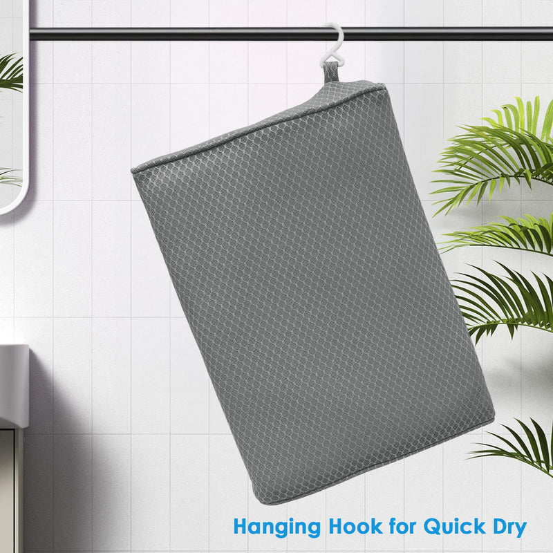 Shower Seat Cushion, Shower Chair Cushion for Transfer Benches in Bathtub, Cushion for Sauna, 3D Mesh Pad with Hook, Slip-Resistant, Design for Elderly, Senior, Handicap Disabled Gray