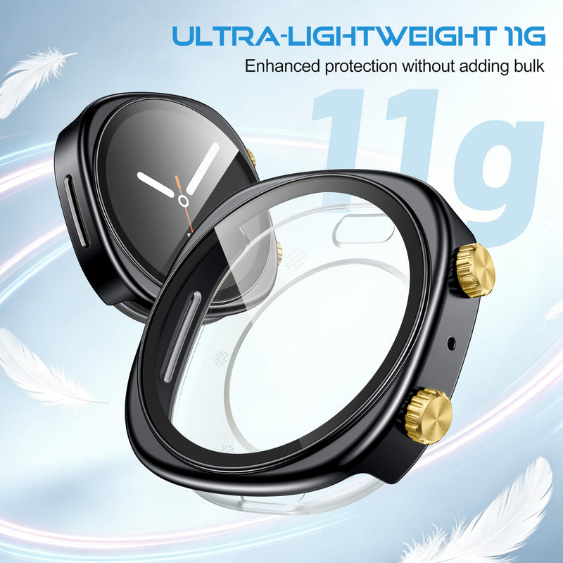 Adorve Metal Screen Protector Case for Samsung Galaxy Watch 9 8, 44mm, Gray | 2 in 1 Shockproof Protective Case with 9H Tempered Glass Film and PC Back Cover, Perfect Fit, Lightweight Galaxy Watch 9 8 (44mm)