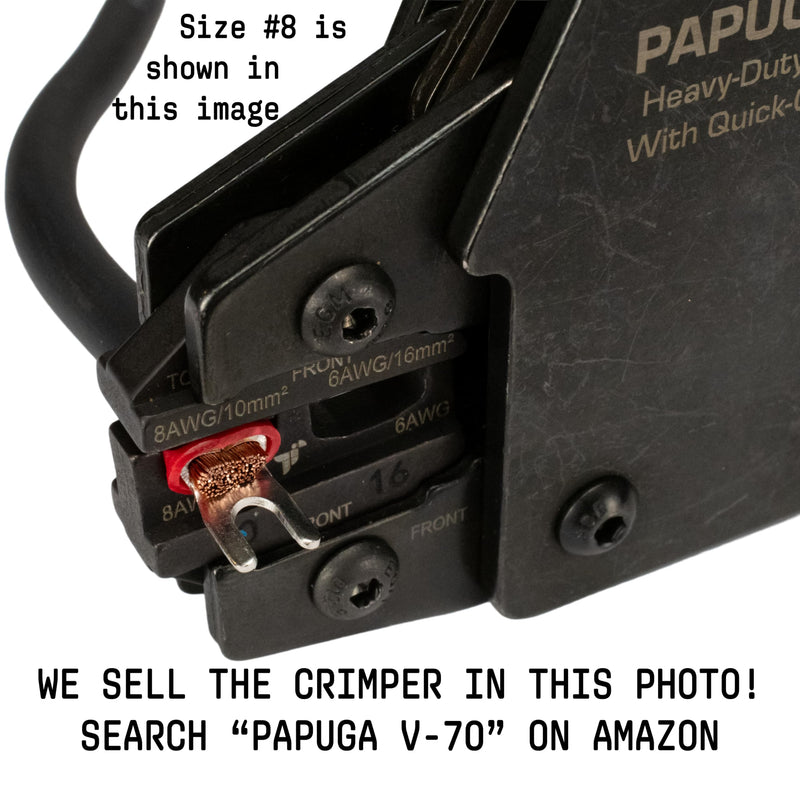 PAPUGA 100PCS 8 AWG (10 mm²) #8 / M4 (4 mm) Fork Spade Crimp Connector, PVC Insulated, 600V 62A, CE & RoHS Industrial Terminal High Current Connector, Control Panels M4 or #8 100