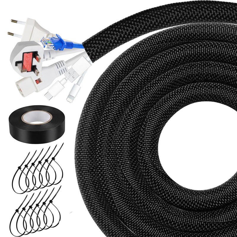 Heat Resistant Wire Loom Automotive Cable Management Sleeves 35ft-1/2inch Split Wiring Loom Harness Wire Organizer, High-Temperature Heavy Duty Auto Wrap Cord Protectors from Pets No Chew, Black 1/2"-35Feet
