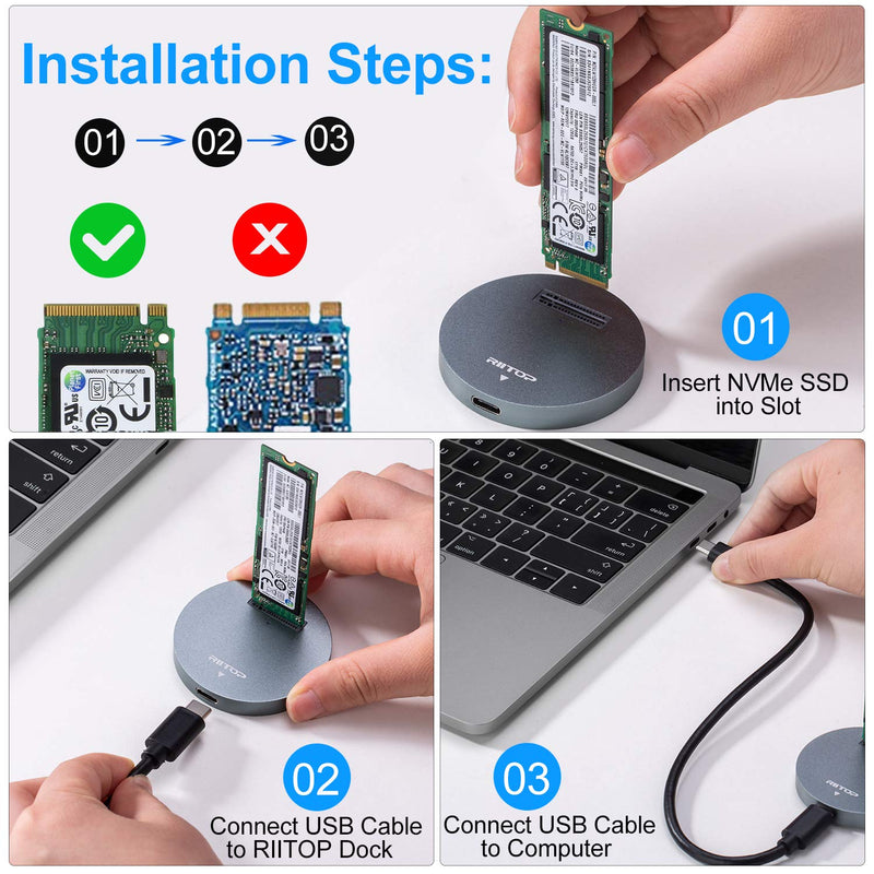 RIITOP NVMe to USB Docking Station + M.2 to USB Docking Station