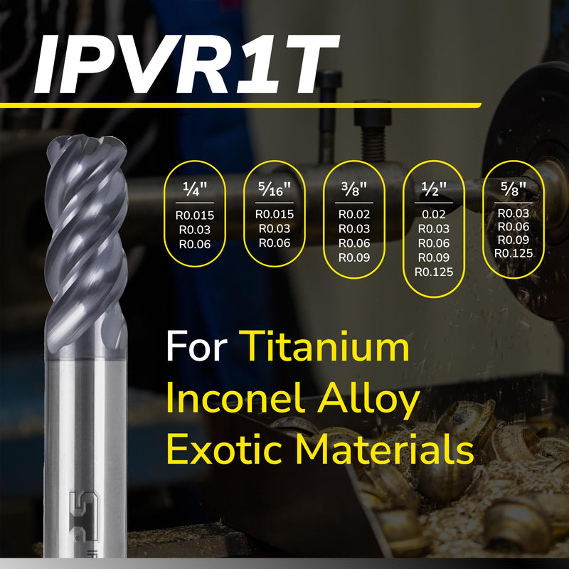 SPEED TIGER Carbide Corner Radius End Mill - 4 Flute - IPVR1T3/8 0.03" 4 (1 Piece, R0.03, 3/8") - Unequal Flute Spacing & Helix Design - for Titanium - Mill Bits Sets for DIYers & Professionals 3/8 in