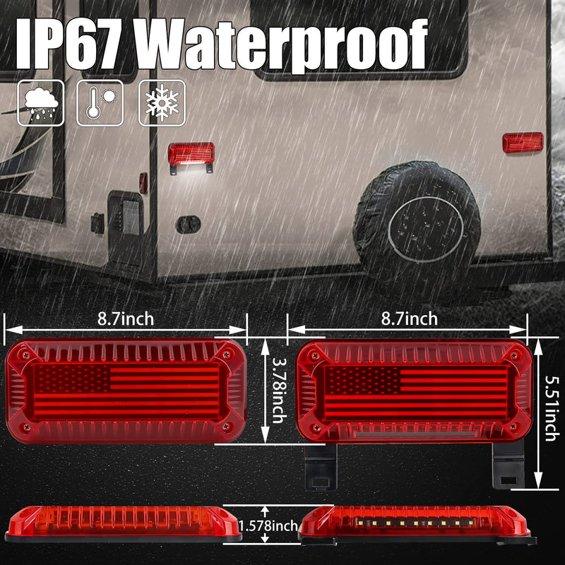 RV Tail Lights, 57 LED RV Camper Trailer Tail Lights With Running/Turn Signal/Brake/Stop License Plate Light Surface Mount RV Led Tail Lights