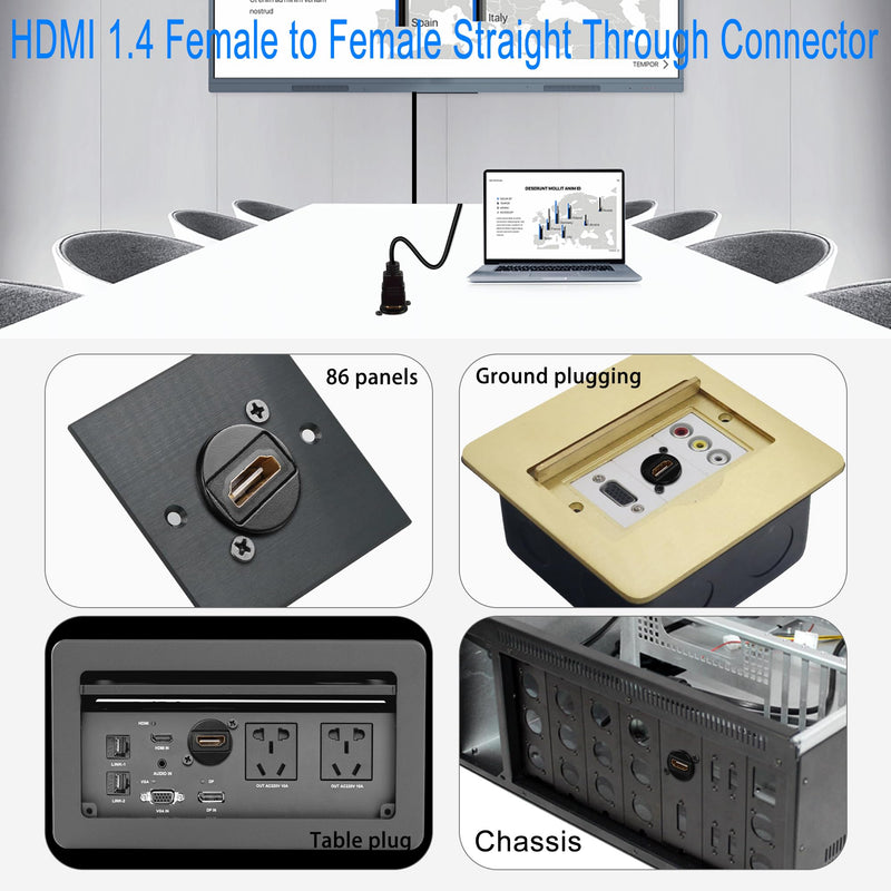 QIANRENON 4K HDMI Panel Mount Adapter Coupler HDMI 1.4 Female to Female Straight Through Connector HDMI1.4 HD Mounting Socket, XLR Panel/D Panel Mount, for HDTV Notebook PC Monitor Project