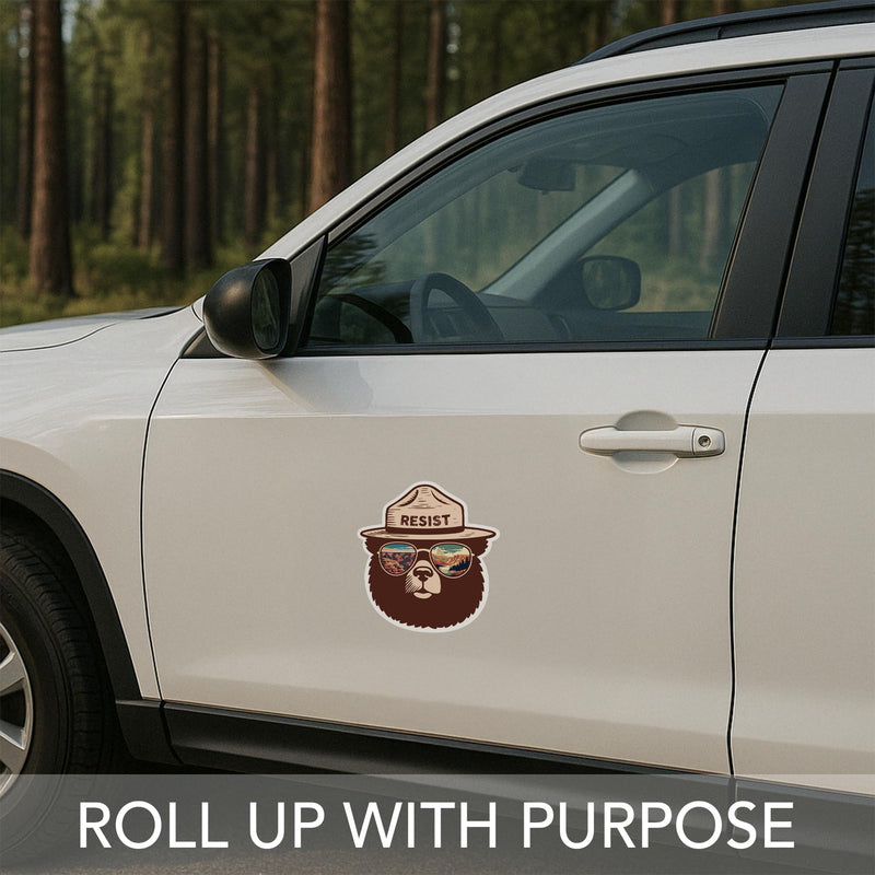 Funny Smokey The Bear Sticker, Smokey The Bear Resist Bumper Stickers for Car Truck Laptop, Firefighting Wildfires Camping Stickers, National Parks Gifts for Men, Women, Nature Lovers, 4.6x5 1