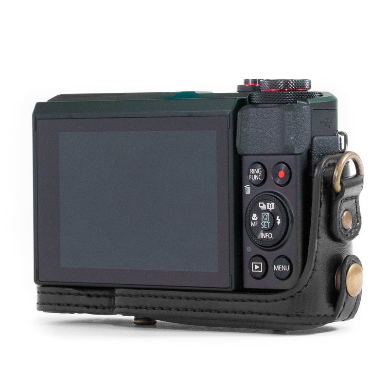 MegaGear MG975 Canon PowerShot G7 X Mark II Ever Ready Leather Camera Case and Strap, with Battery Access, Black
