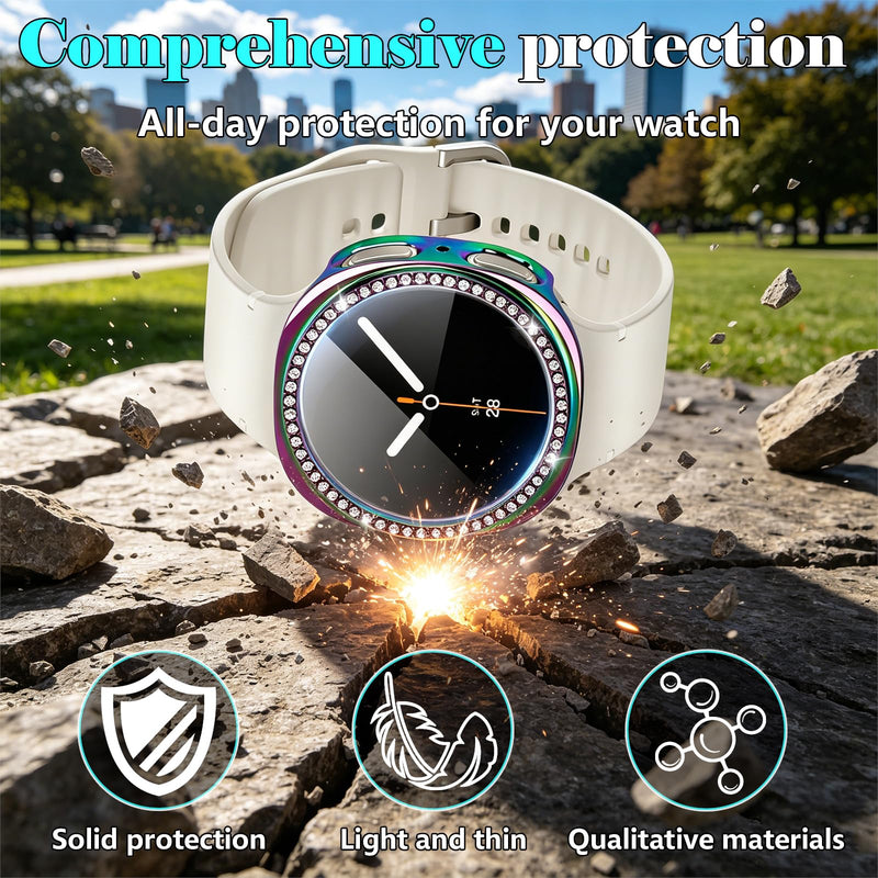 Liuyuxi Case & Screen Protector for Samsung Galaxy Watch 8 (40mm), 3-Pack Clear+Black+Rainbow 40mm