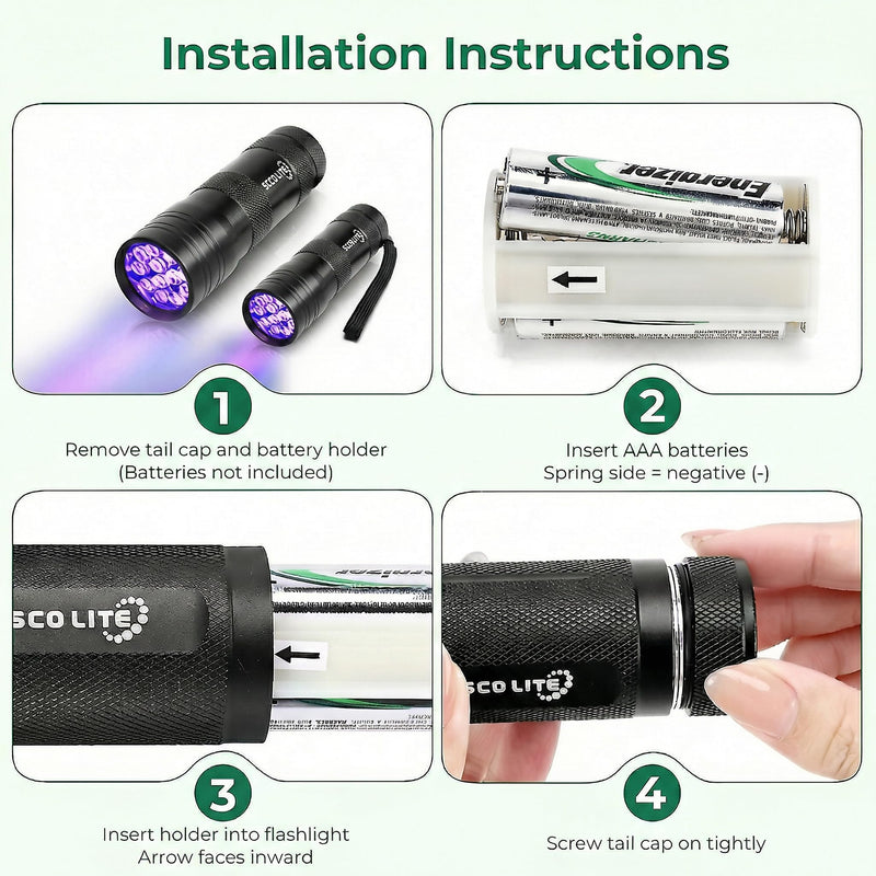 ESCO LITE 6pack 12led uv Flashlight