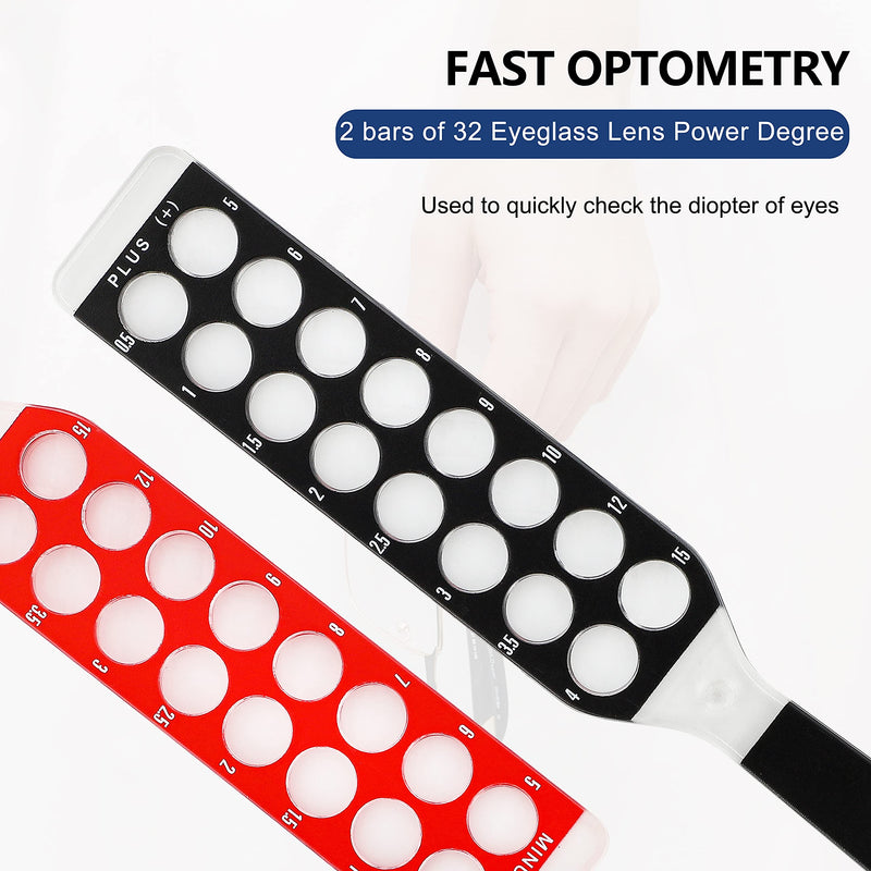 Hanchen Optical Retinoscopy Rack Lens Set for The Quick Examination of Diopter of Spectacles 2 Bars 32 Lenses with a Leather Pocket Sphere: +/- 0.5, 1, 1.5, 2, 2.5, 3, 3.5, 4-10, 12,15