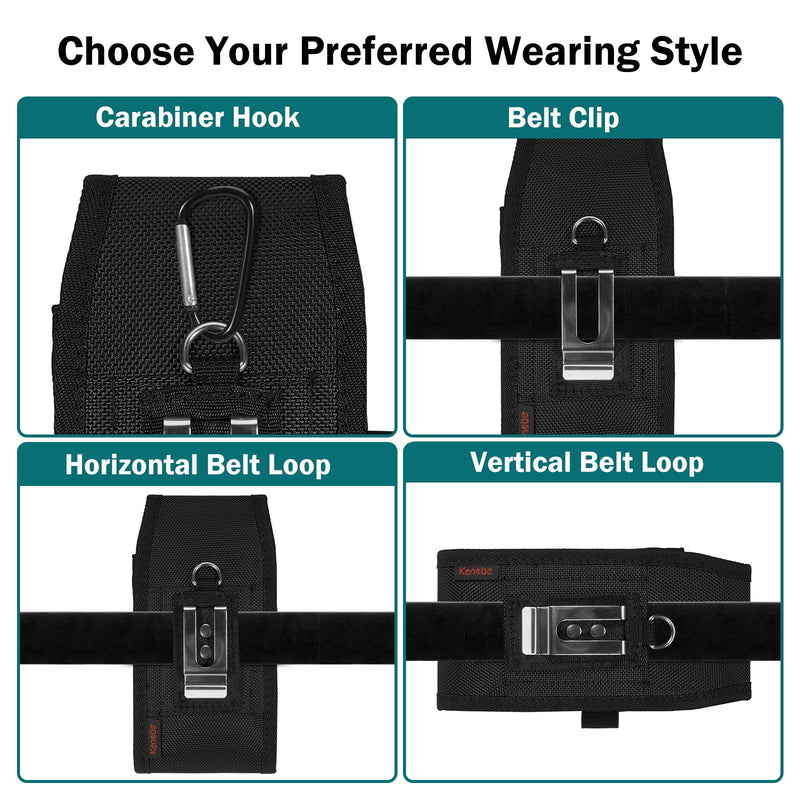 KENOBE Holster for iPhone 17 16 15 14 & Pro & Samsung Galaxy S20 S21 S22 | Fits Phone Screen Size 4.7" to 6.9", Cell Phone Nylon Belt Case, Card Holder & Clip, Heavy Duty Waist Pouch, for Men Women