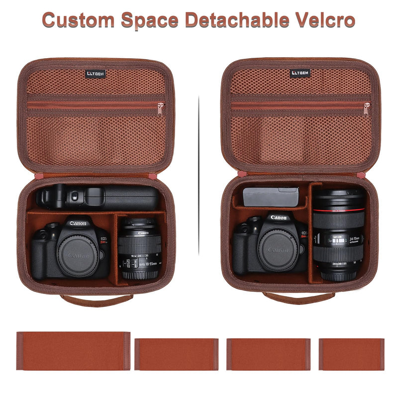 Small Camera Case Bag for Canon EOS Rebel T7/R50//R100 DSLR Camera Brown | Hard Carrying Travel Case for Canon EOS Rebel T7/R50//R100/R6 Mark II/R8/R6 Mark III/R50 V/T6/R10/R5 Mark II DSLR SLR Camera Small