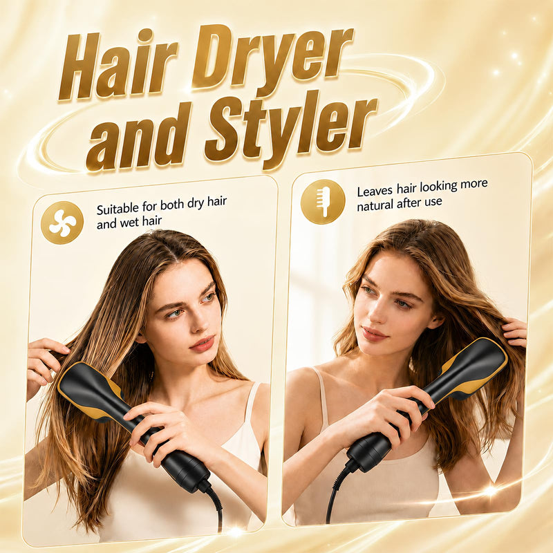 3 in 1 Hair Dryer Brush,Hot Air Styling Brush with Negative Ion,Hairdryer Straightener Comb for Frizz-Free Salon with 3 Heat/2 Speed Settings,One Step Hair Dryer and Styler for All Hair Types