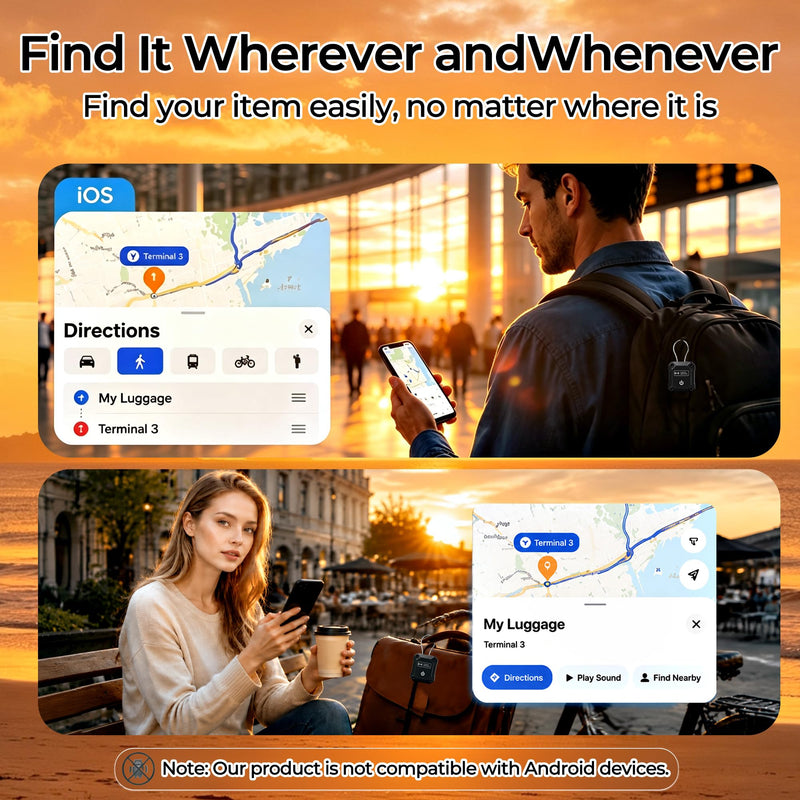Tracker Tag 2 Pack(iOS Only), Bluetooth Trackers for Apple Find My, 7-Year Battery Life, IP68 Waterproof, Item Finders Smart Tag for Keys, Luggage, Backpack-[Apple MFi Certified] 2 PCS