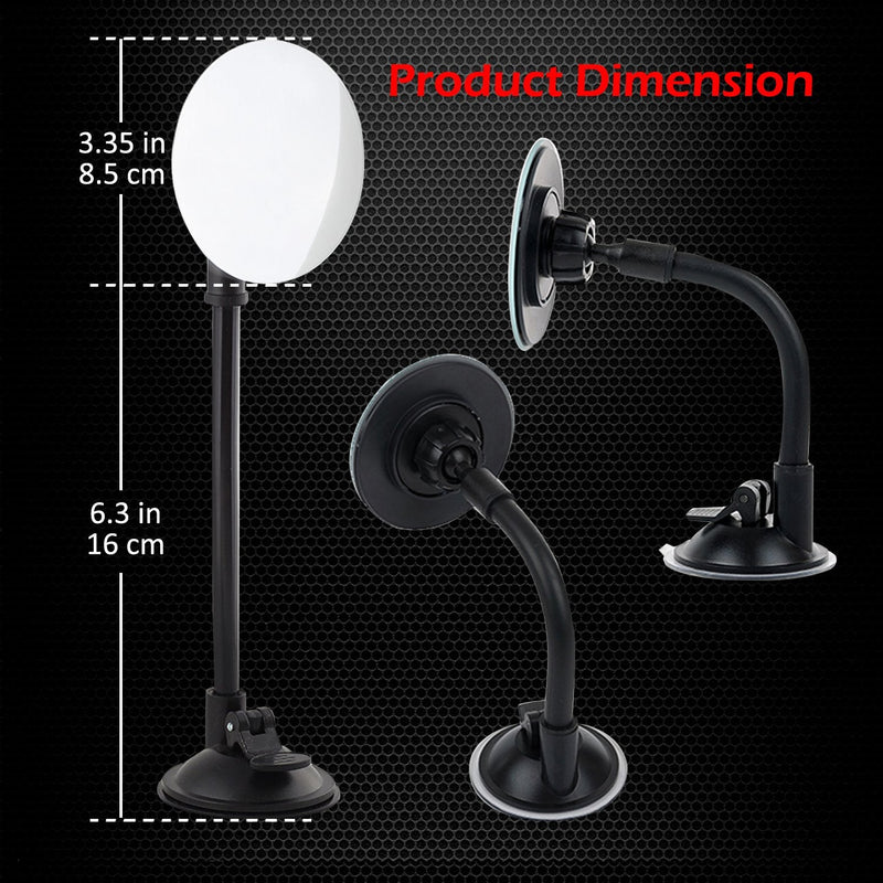 Suction Cup Car Baby Mirror, Ampper Adjustabe Long Arm HD Glass Convex Wide Angle Interior Rearview Baby Rear Facing Mirror (Frameless Round, 3.35") Suction Cup Round