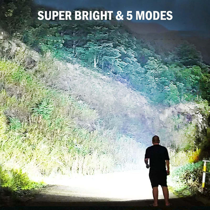 Led Flashlights High Lumens Rechargeable 2 Pack, 99000 Lumen Super Bright Fashlight with 5000ɱAh Βattery, Waterproof Powerful Flash Light Multifunctional Flashlights for Home Camping Hiking